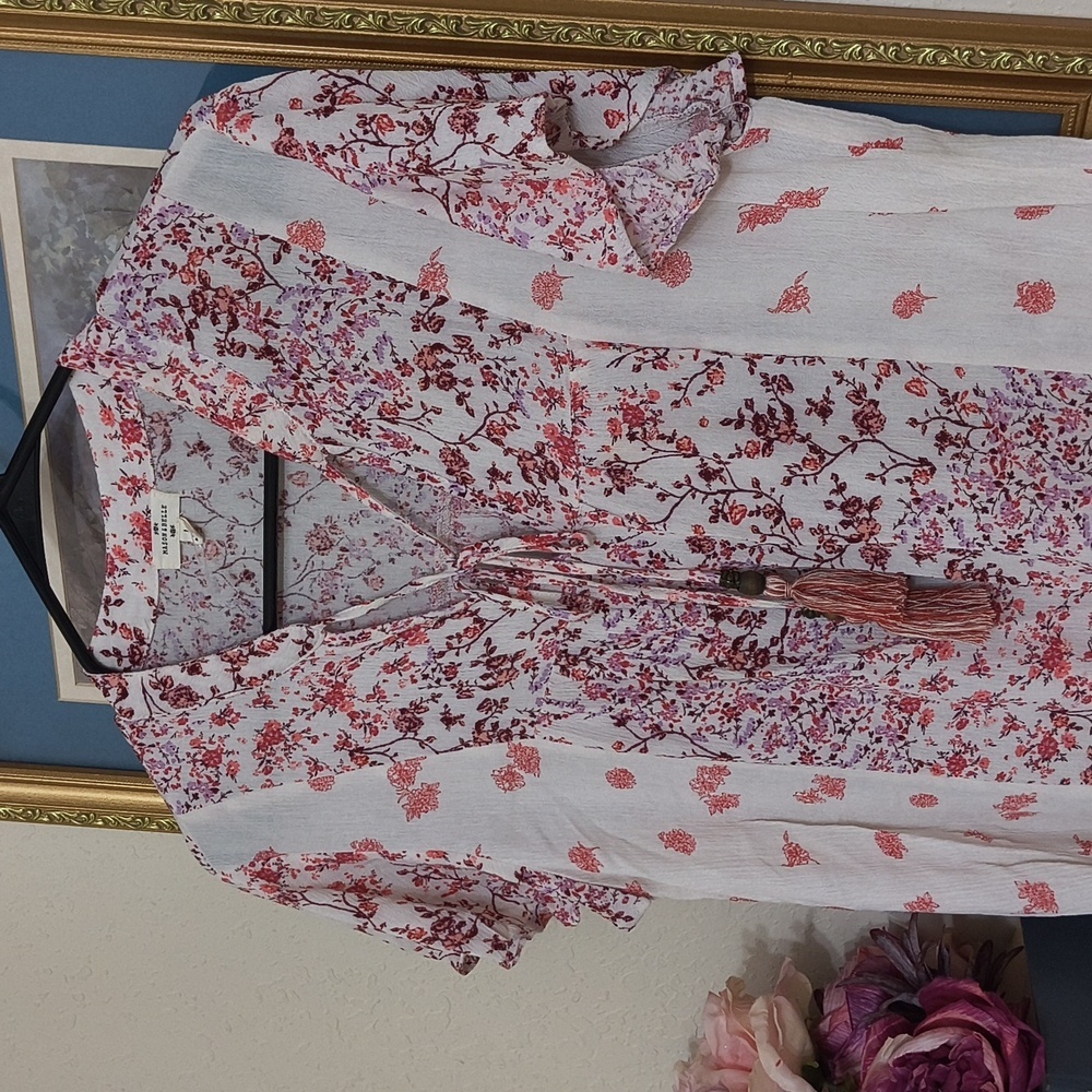 Bohemian Floral Print Top Size Large Cottagecore Feminine Western Casual